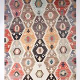 Geometric Mutlicolor Large Vintage Kilim Rug, 298x392Cm