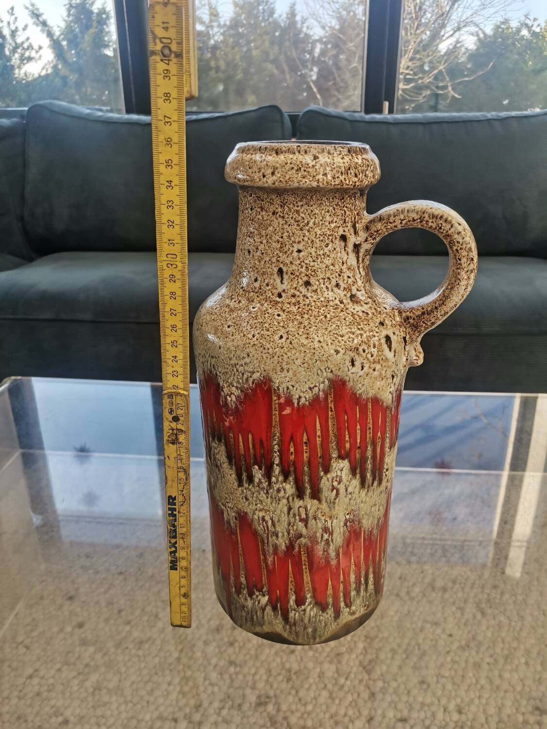 Vase vintage Scheurich poterie ouest-allemande LoRa Zig-Zag Fat Lava, 1970