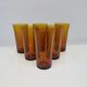 Set of six amber glass tumblers, Duralex, France, 1980s.