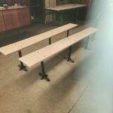 Ensemble table et bancs bois et fonte