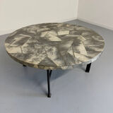 Antique stone and metal coffee table, vintage 70s design