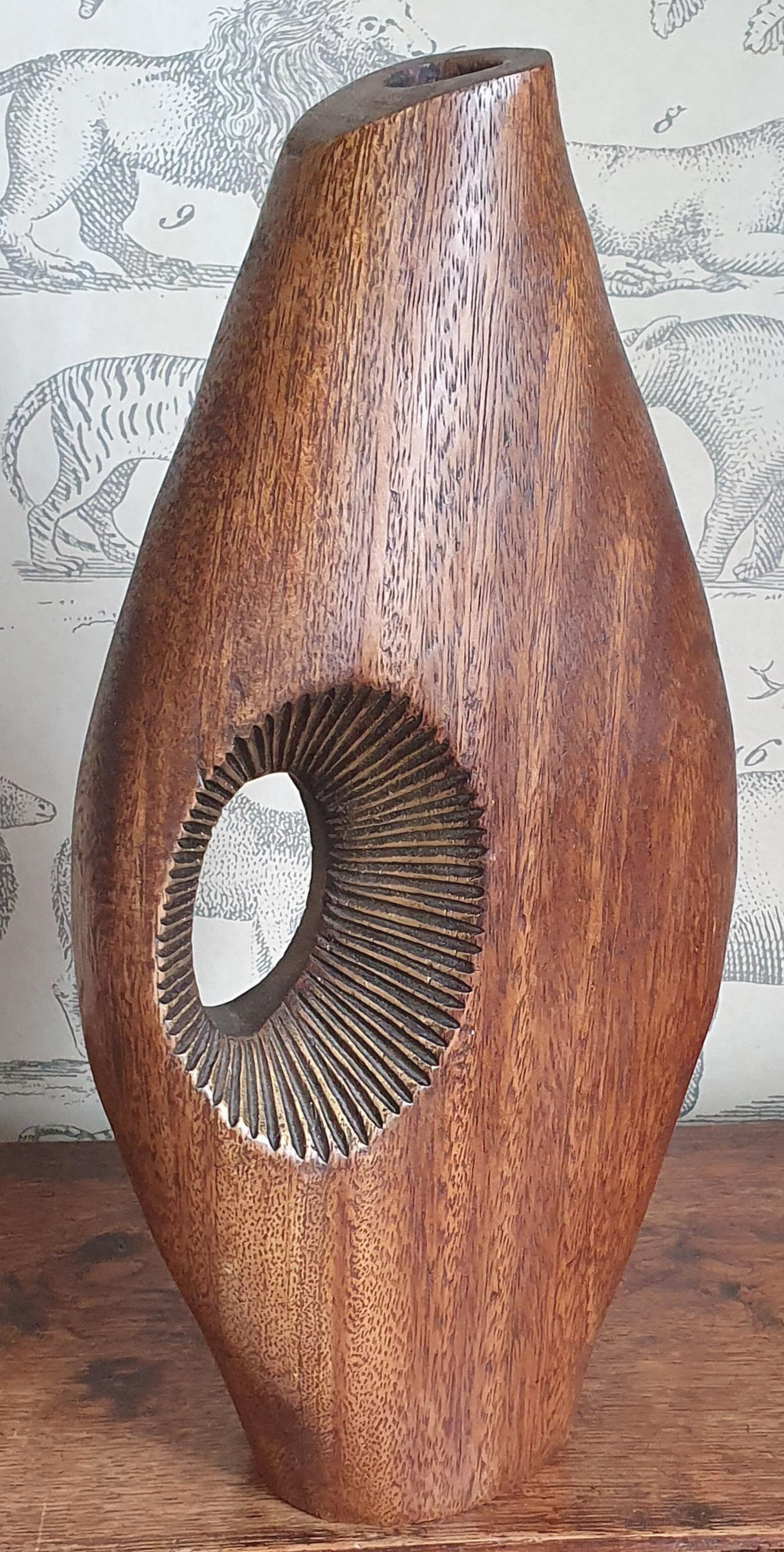 Scandinavian design teak vase 70s