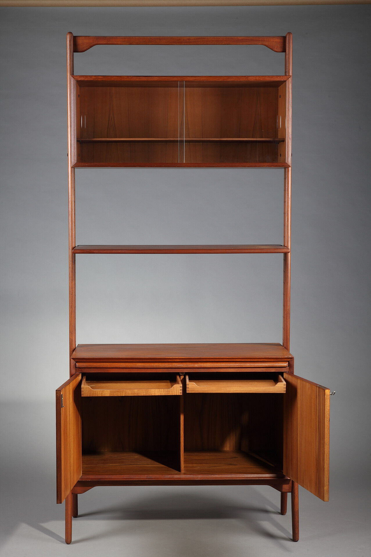 Modular bookcase coffered teak, Danish labour