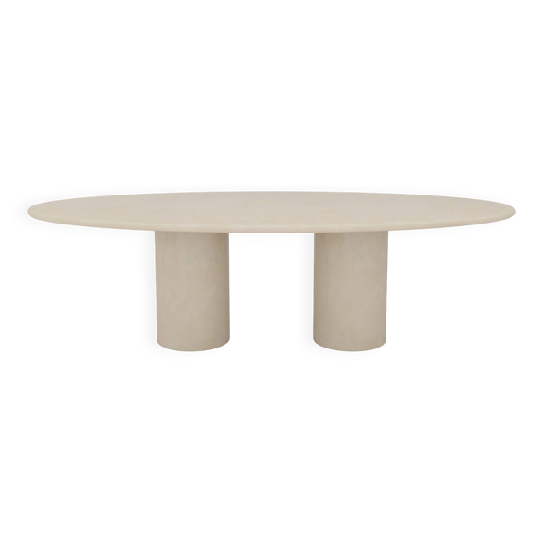 Table à manger texturée “Ellipsis” en plâtre fait main – forme ovale 260