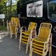 Vintage outdoor chair in webbing, 1960s-70s.