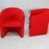 Pair of red Arflex armchairs. Italy, circa 1980