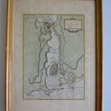 Martigues pond Old geographical map 18th century engraving 1764 by Bellin