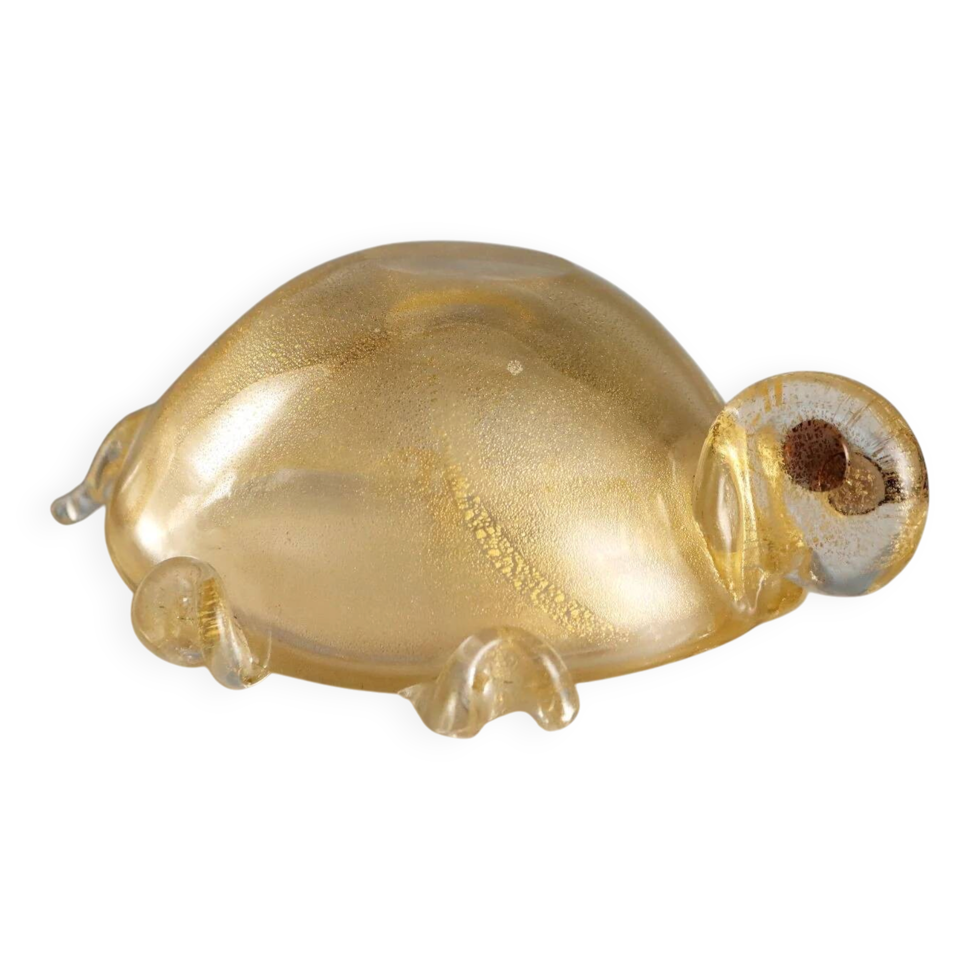 Cendrier en verre en forme de tortue, fabrication Murano, vintage XXe siècle