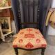Fireplace or changing chair period 1900 in black lacquered wood and printed fabric