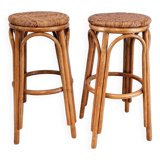 Vintage rattan and wicker bar stools