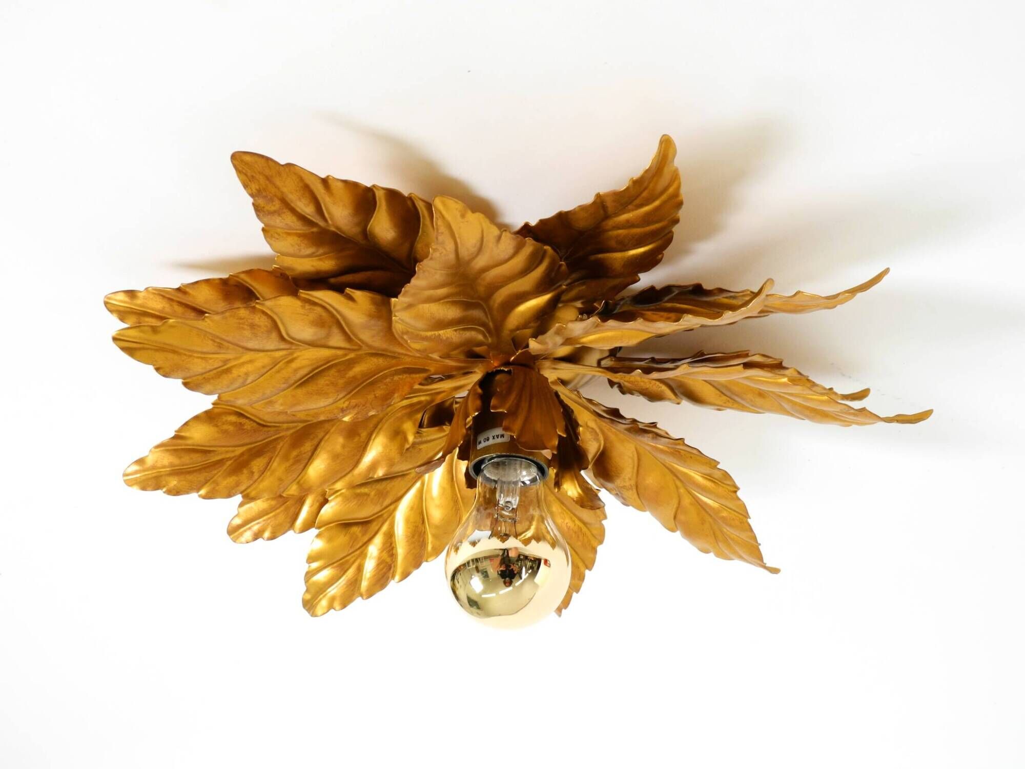 Rare large gold-plated Hans Kögl Florentine-style ceiling or wall lamp from