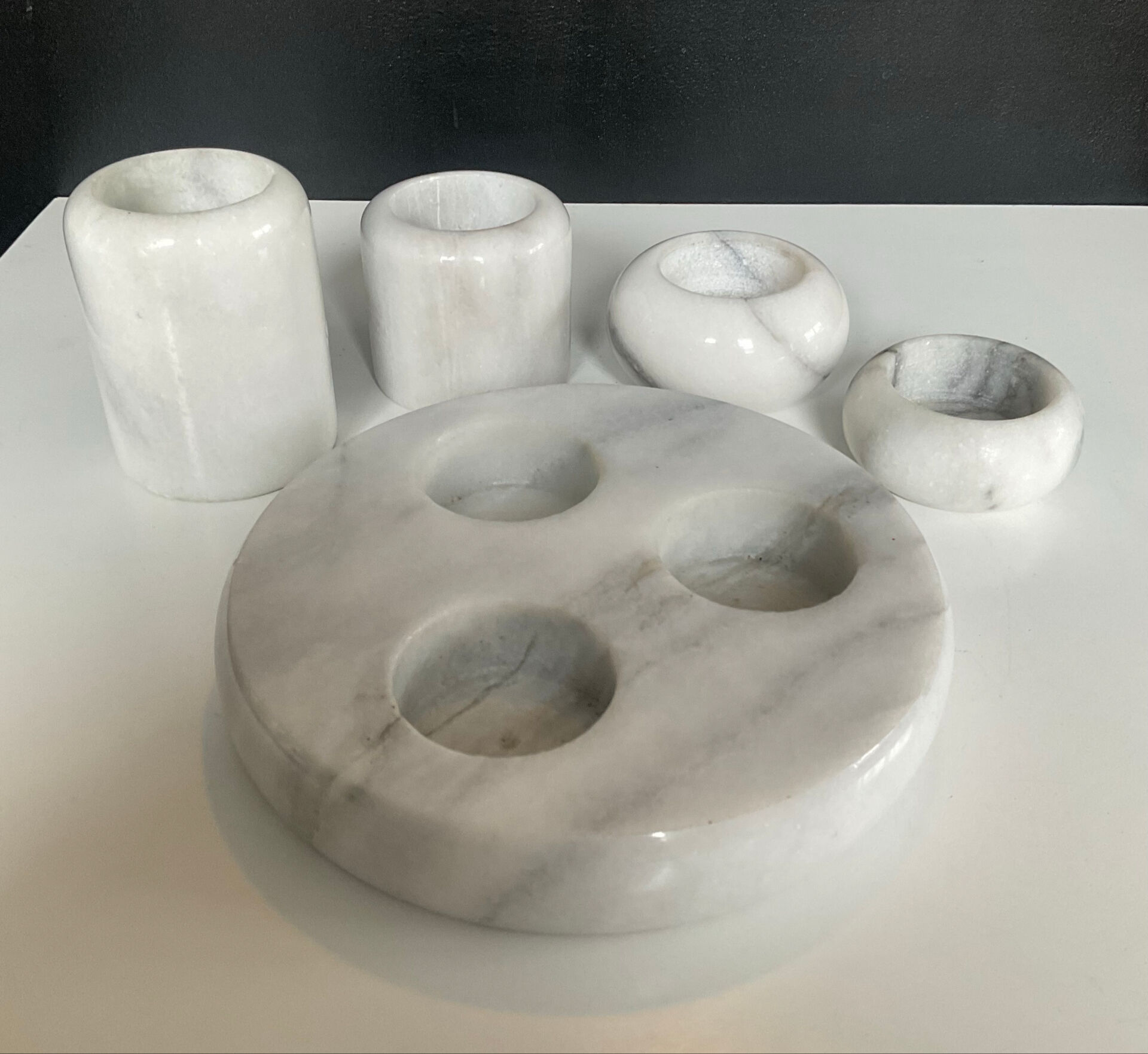 Set of 5 vintage marble candlesticks