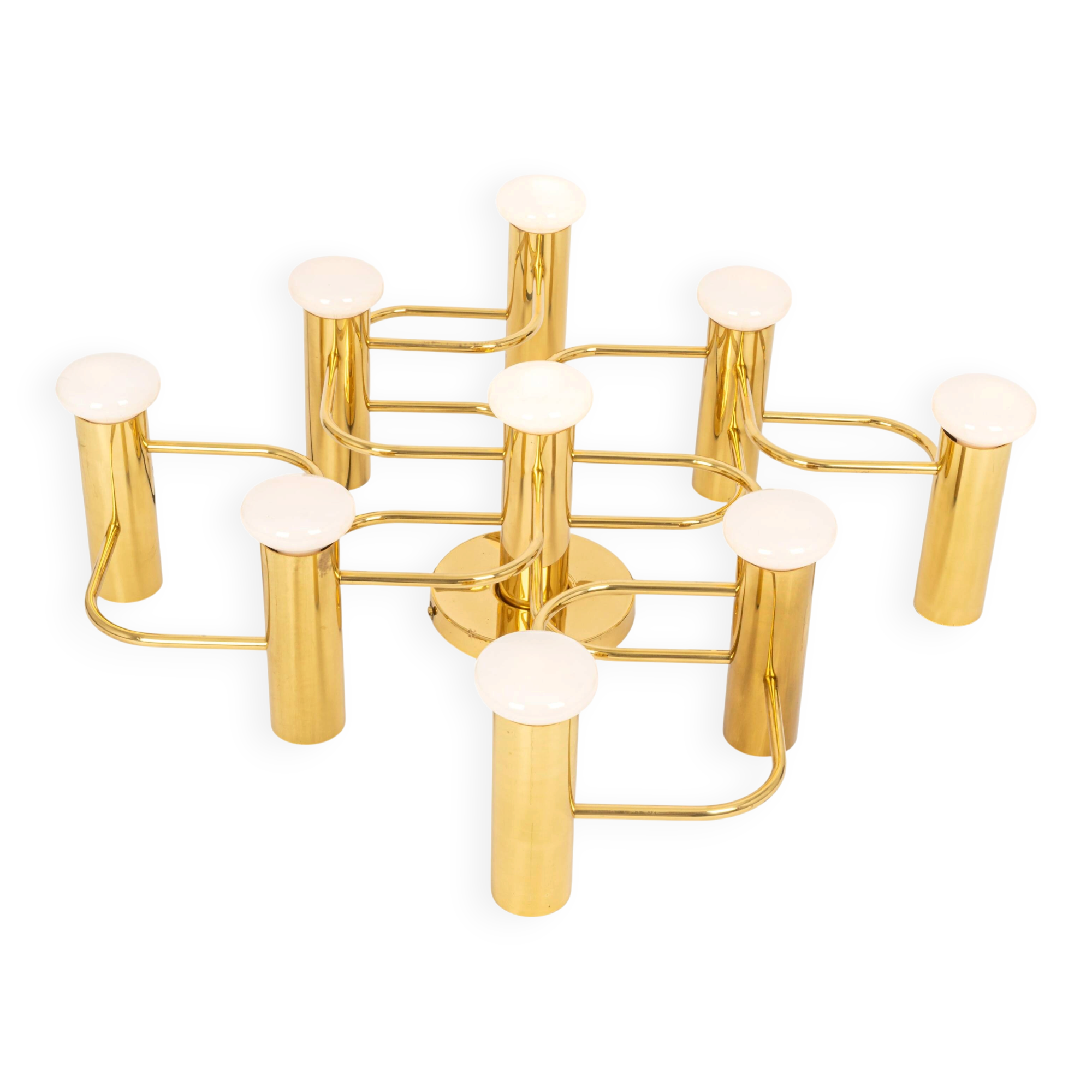 1 of 2 Sciolari Leola wall-mounted ceiling light in brass, Germany, 1970s
