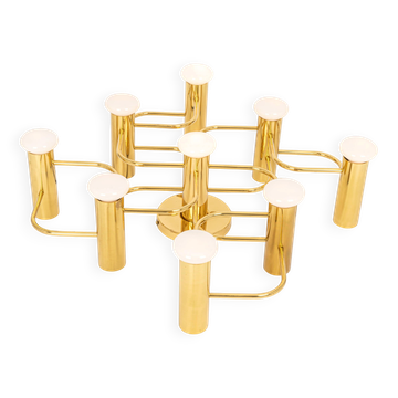 1 of 2 Sciolari Leola wall-mounted ceiling light in brass, Germany, 1970s