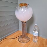 Mazzega floor lamp in chromed metal and milky glass globe, 1960s-70s