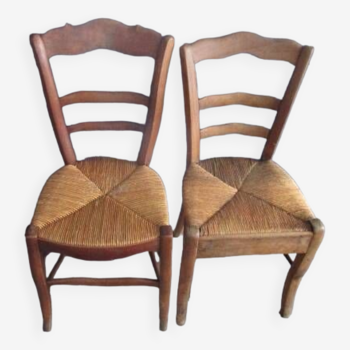 2 old straw chairs