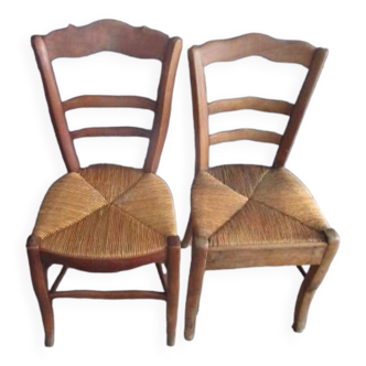 2 old straw chairs