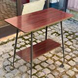 Desserte table roulante 2 niveaux en palissandre laqué laiton doré