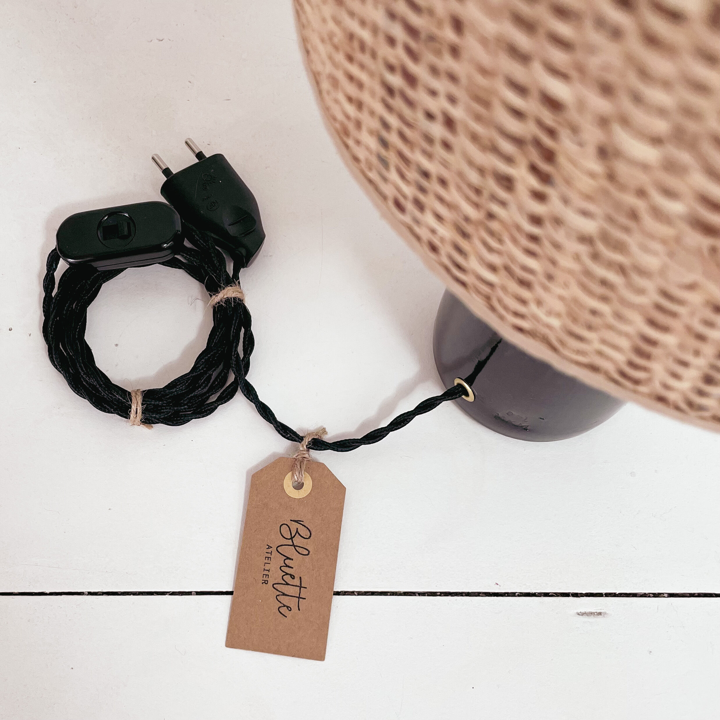 Sandstone and rabane lamp