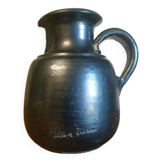Black enameled ceramic pitcher "Jean Marais"