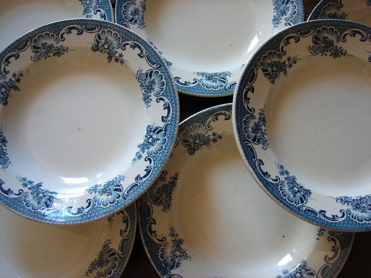 Lot 7 soup plates blue