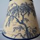 Jouy fabric lampshade, blue, tree pattern, leaves