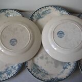 Lot de 8 anciennes grandes assiettes Dépôt E. Bourgeois Paris en faïence 23 cm