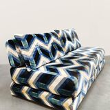 Vintage 2 seater sofa daybed lounge chairs 'Geometric pattern'