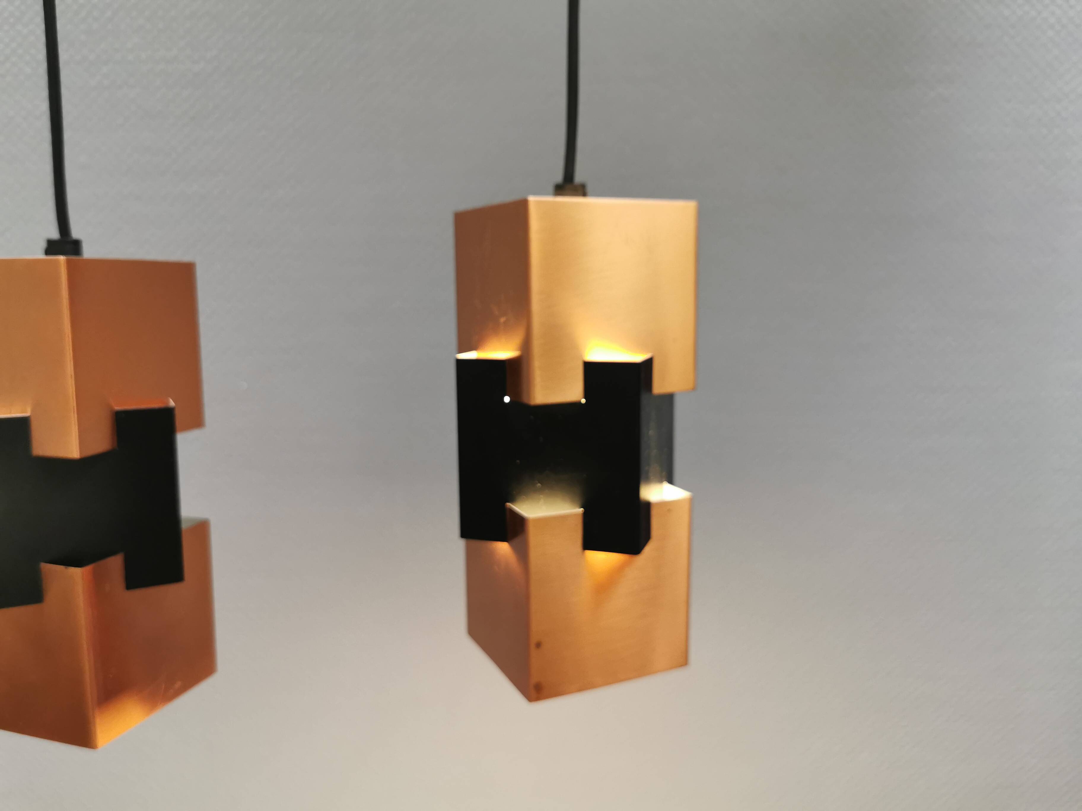 A pair of  Jo Hammerborg lamps for FOG & MØRUP model Kubus Denmark 1961
