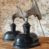 Pair of vintage black enameled metal wall sconces adjustable