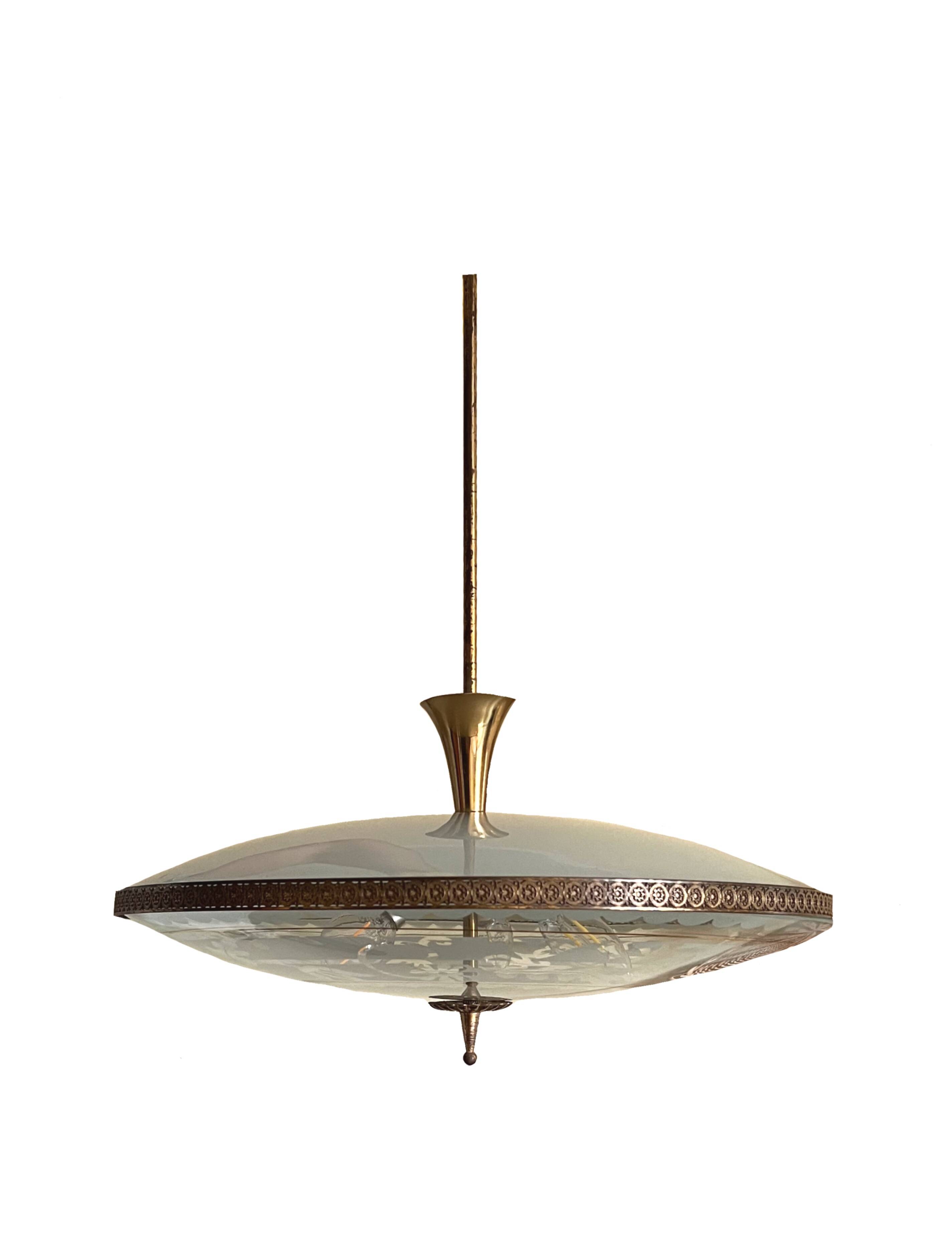 Mid-Century Italian Chandelier in style di Pietro Chiesa, 50s