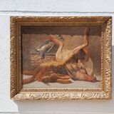 Peinture nature morte gibier, peinture encadrée, peinture ancienne