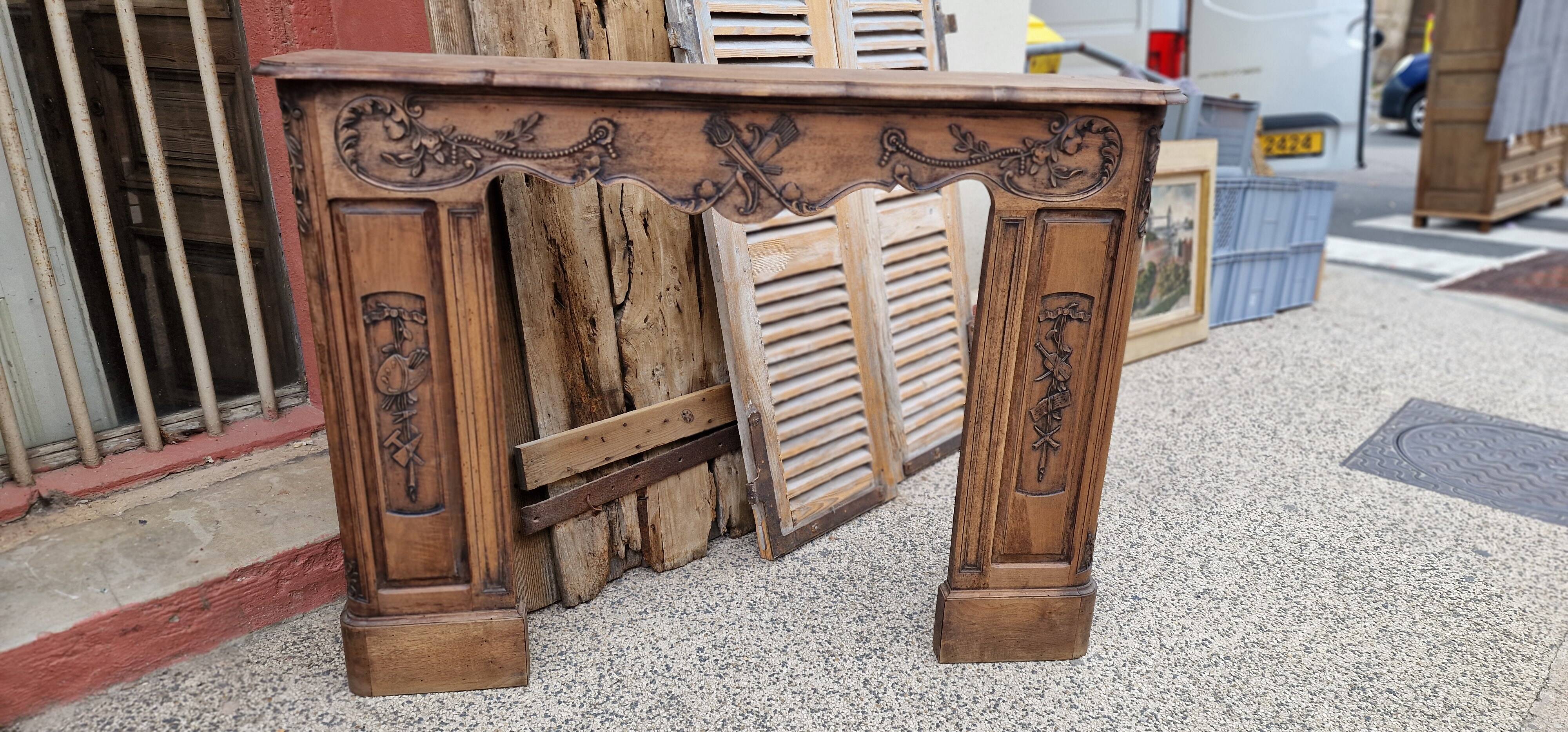 19th century wooden fireplace
