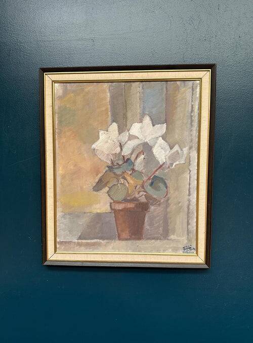 Huile sur toile originale suédoise – « Fleurs dans un pot » par Billi Danielsson