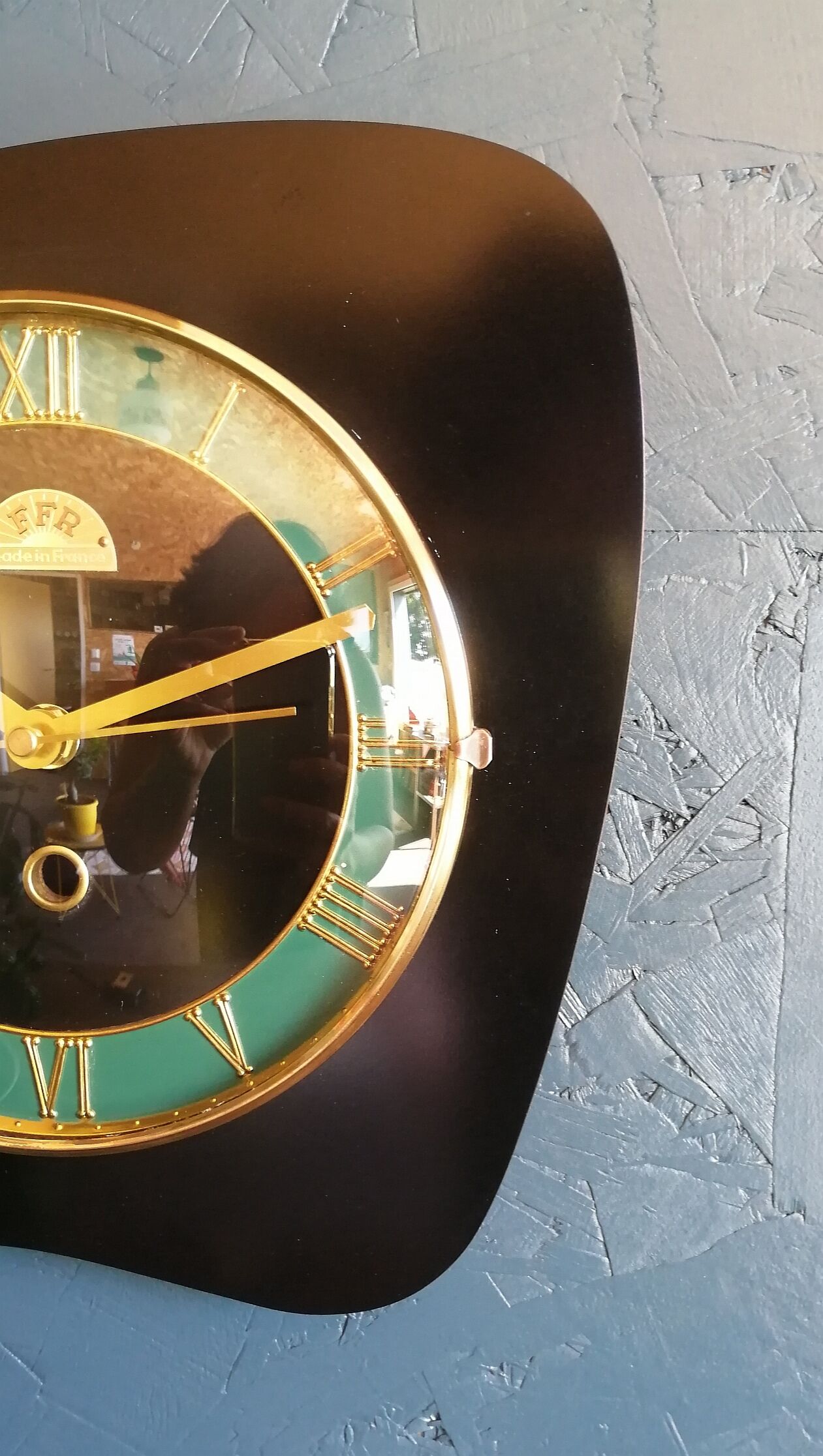 Clock vintage formica silent wall clock "ffr black and green"