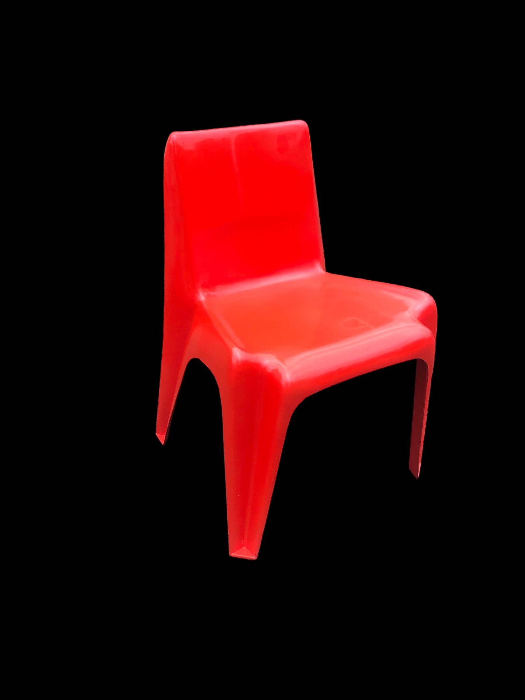 Space Age Bofinger BA1171 RED stackable fiberglass chair by Helmut Baetzner