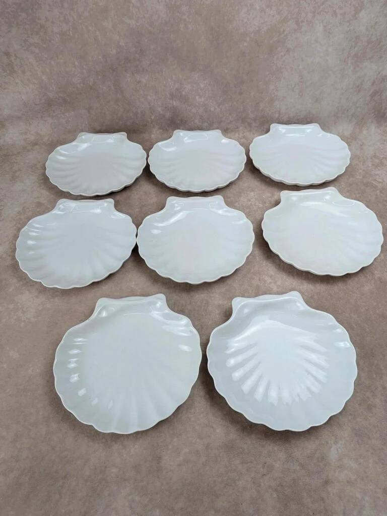 Set of 8 scallop shell plates