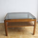 Table basse carrée en teck et verre - 1970
