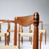 6 wood and rope chairs by Henry Klein for Bramin, 1960s