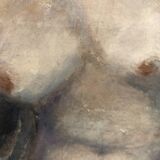 Melancholic female nude, in a sculpted baroque frame