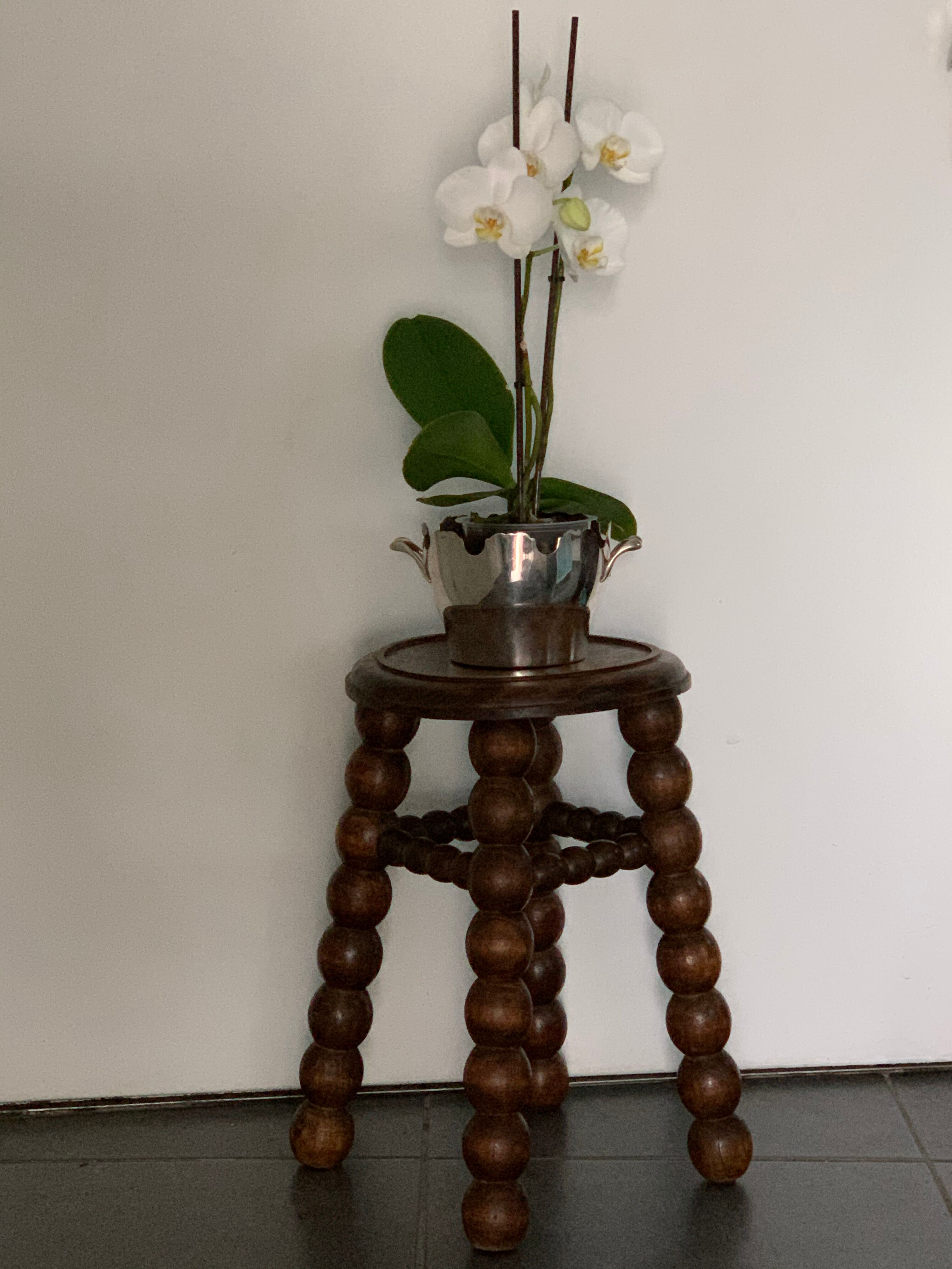 French turned wood stool 1950