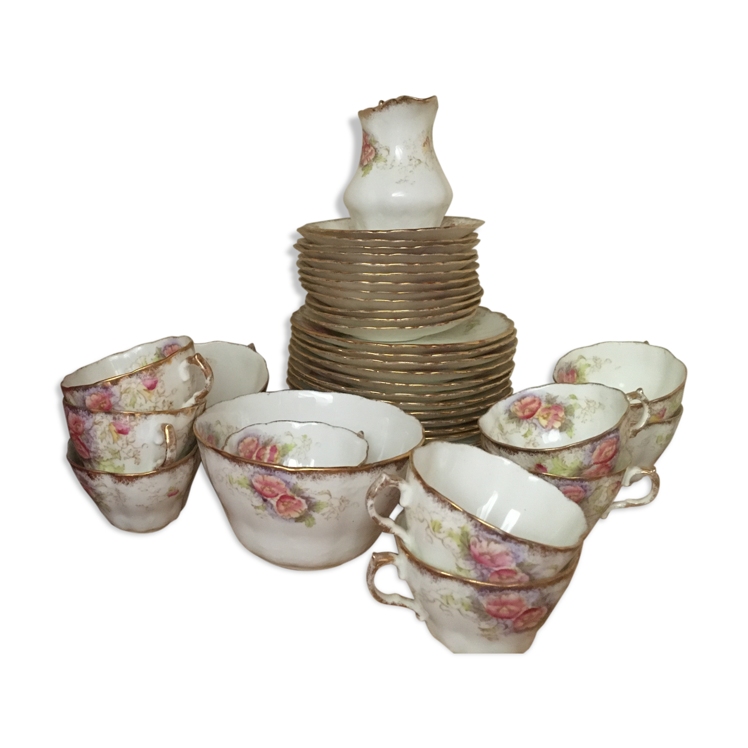 Allertone English porcelain tea service with gateau service