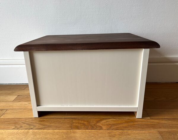 Table de chevet basse bois massif relookée