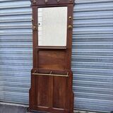 Antique hall coat rack – mirror, hooks & umbrella stand