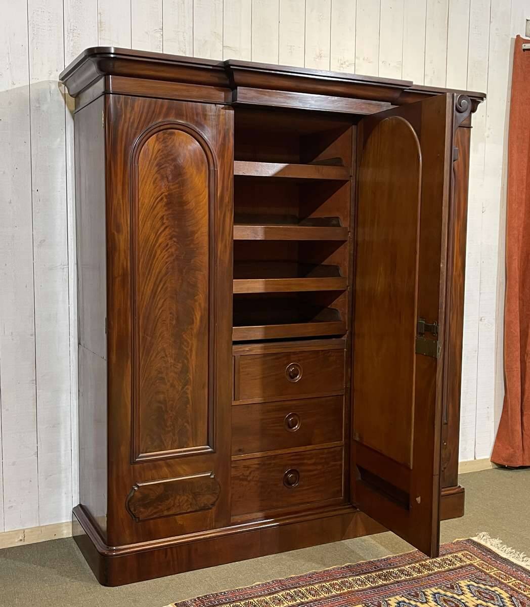 Victorian mahogany dressing wardrobe from the 19th century.