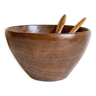 XL solid teak salad bowl and cutlery