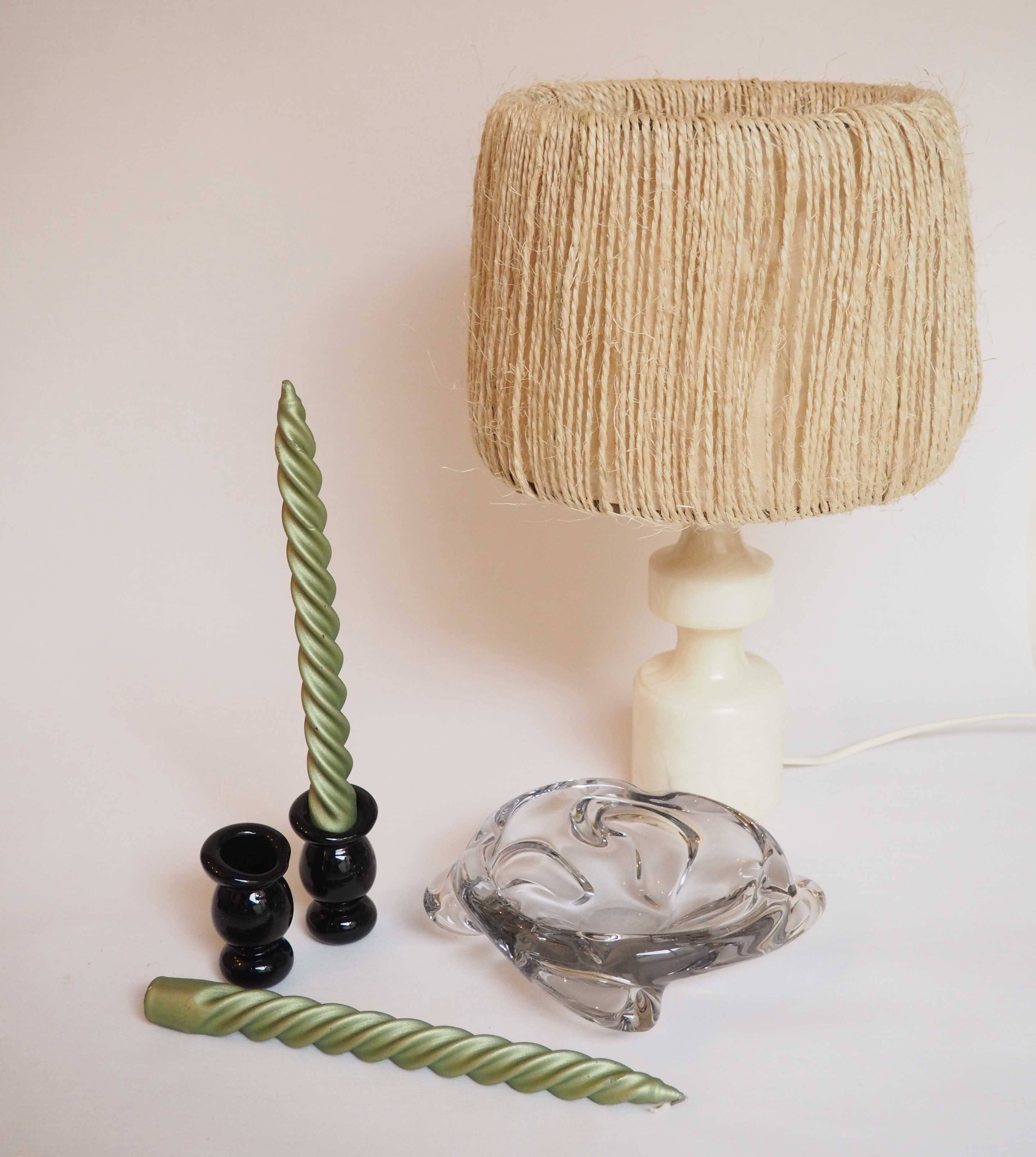 Pair of glass candle holders