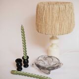 Pair of glass candle holders