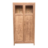 Armoire bonnetière parisienne vitrine décapée en chêne massif années 30