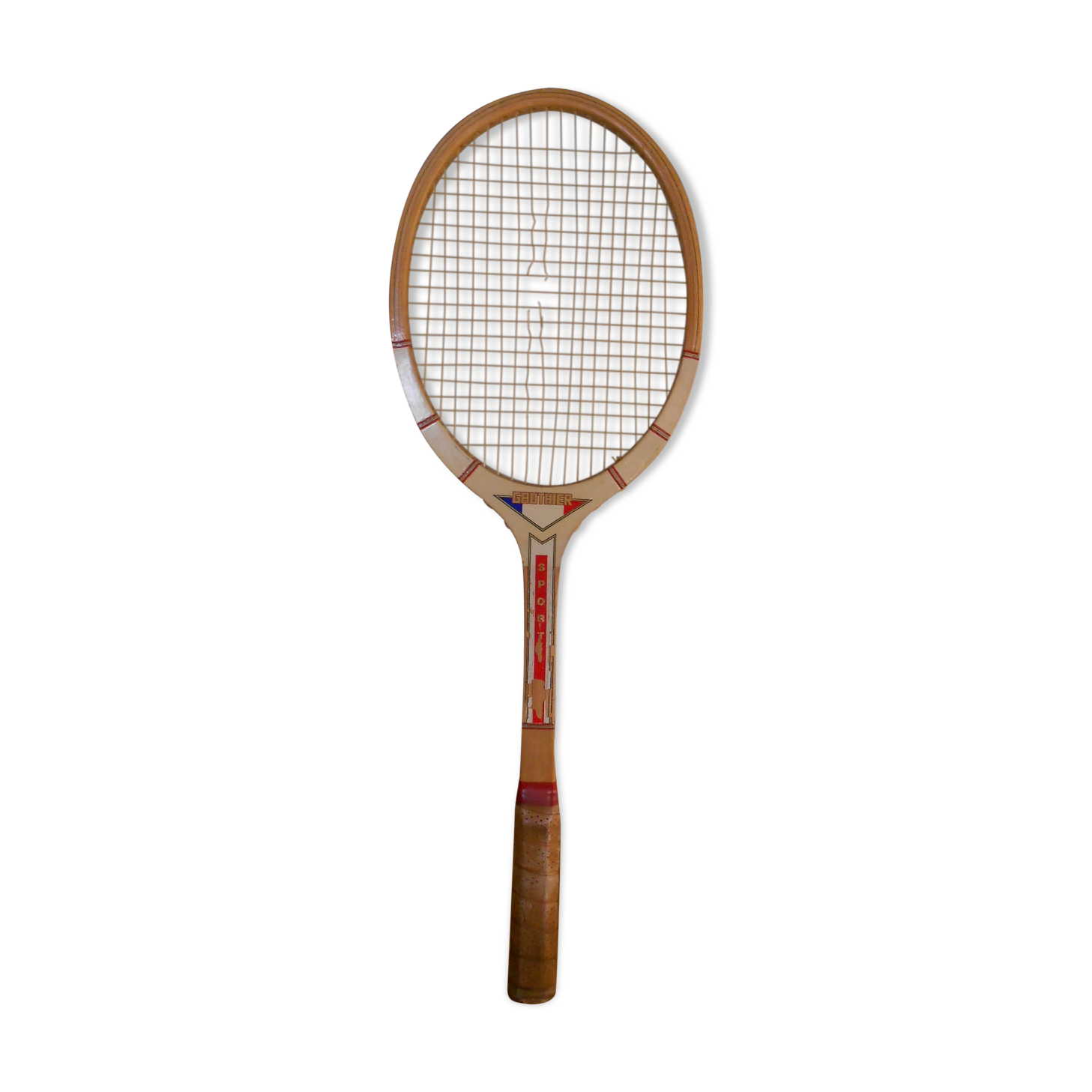 Wooden Gauthier tennis racket with its cover